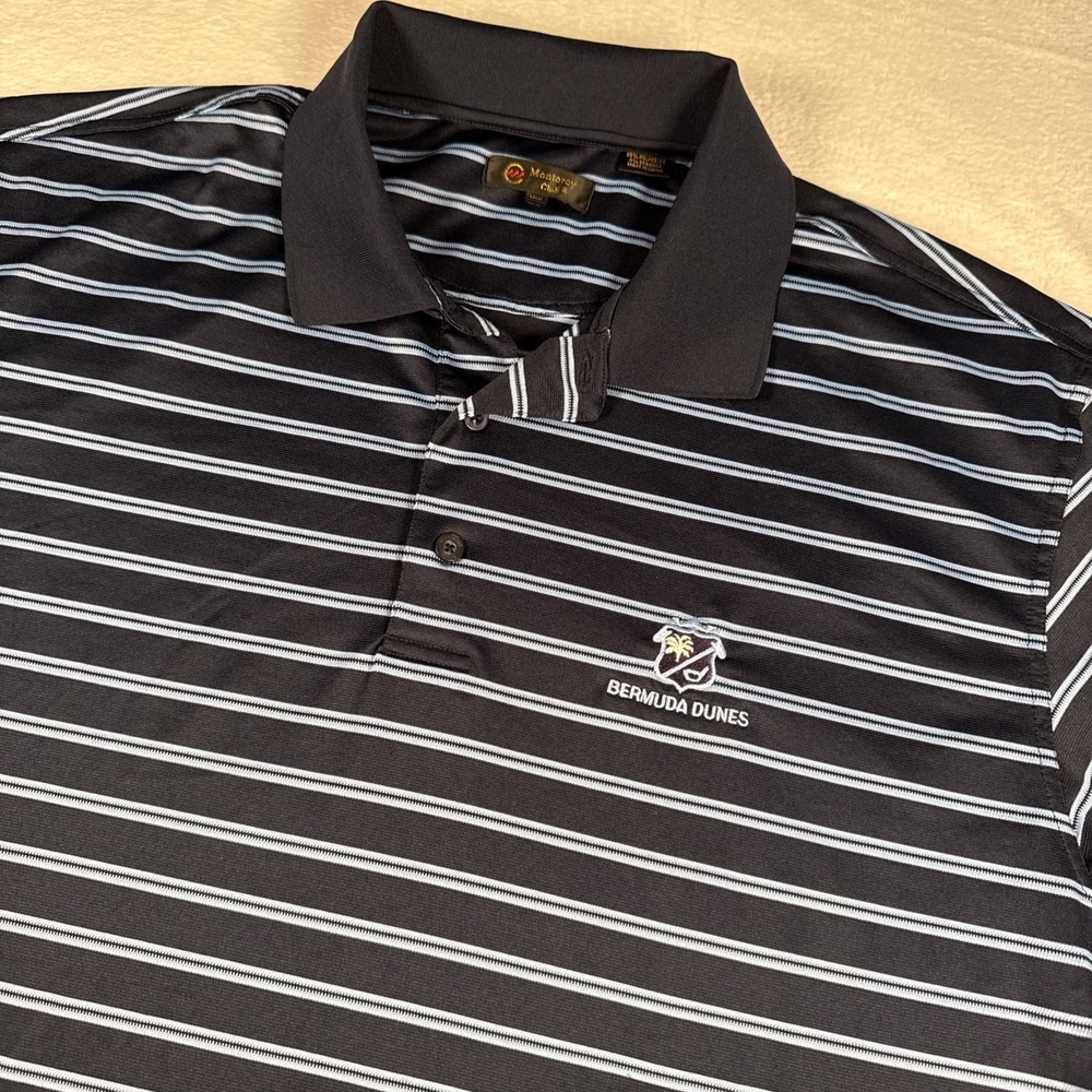 Monterey Club Golf Polo Shirt Mens XXL Blue Stripes Bermuda Dunes Golf